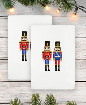 Christmas Nutcrackers Embroidered Luxury 100% Turkish Cotton Hand Towels, 2 Piece Set