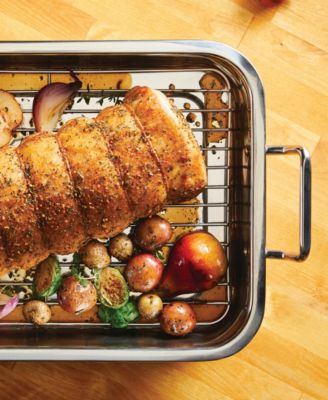 Classic Series Stainless Steel 17" x 12.25" Roaster with Rack