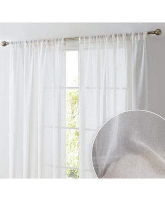 Penelope Faux Linen Textured Semi Sheer Privacy Sun Light Filtering Transparent Window Rod Pocket Thick Curtain Panels, Set of 2