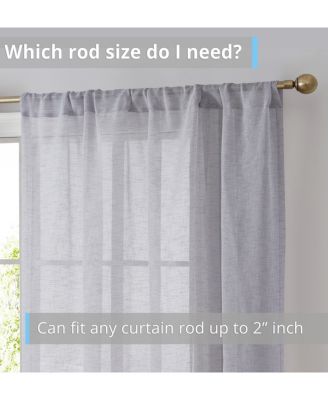 Penelope Faux Linen Textured Semi Sheer Privacy Sun Light Filtering Transparent Window Rod Pocket Thick Curtain Panels, Set of 2