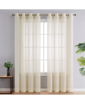 Sierra Burlap Flax Linen Semi Sheer Privacy Light Filtering Transparent Window Grommet Thick Curtains Panels, Set of 2
