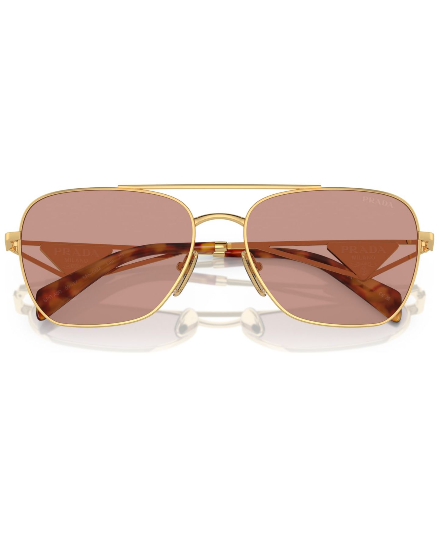 Женские солнцезащитные очки PRADA Symbole Round Sunglasses, PR A50S, цвет: Золотой / Разноцветный — фото 5