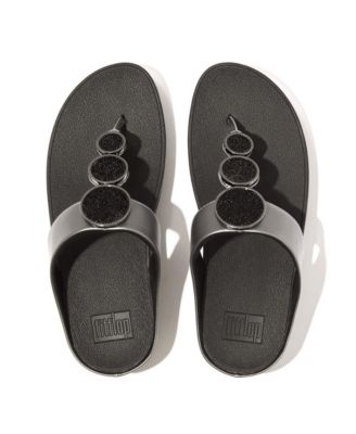 Women's Halo Bead-Circle Metallic Toe-Post Sandals