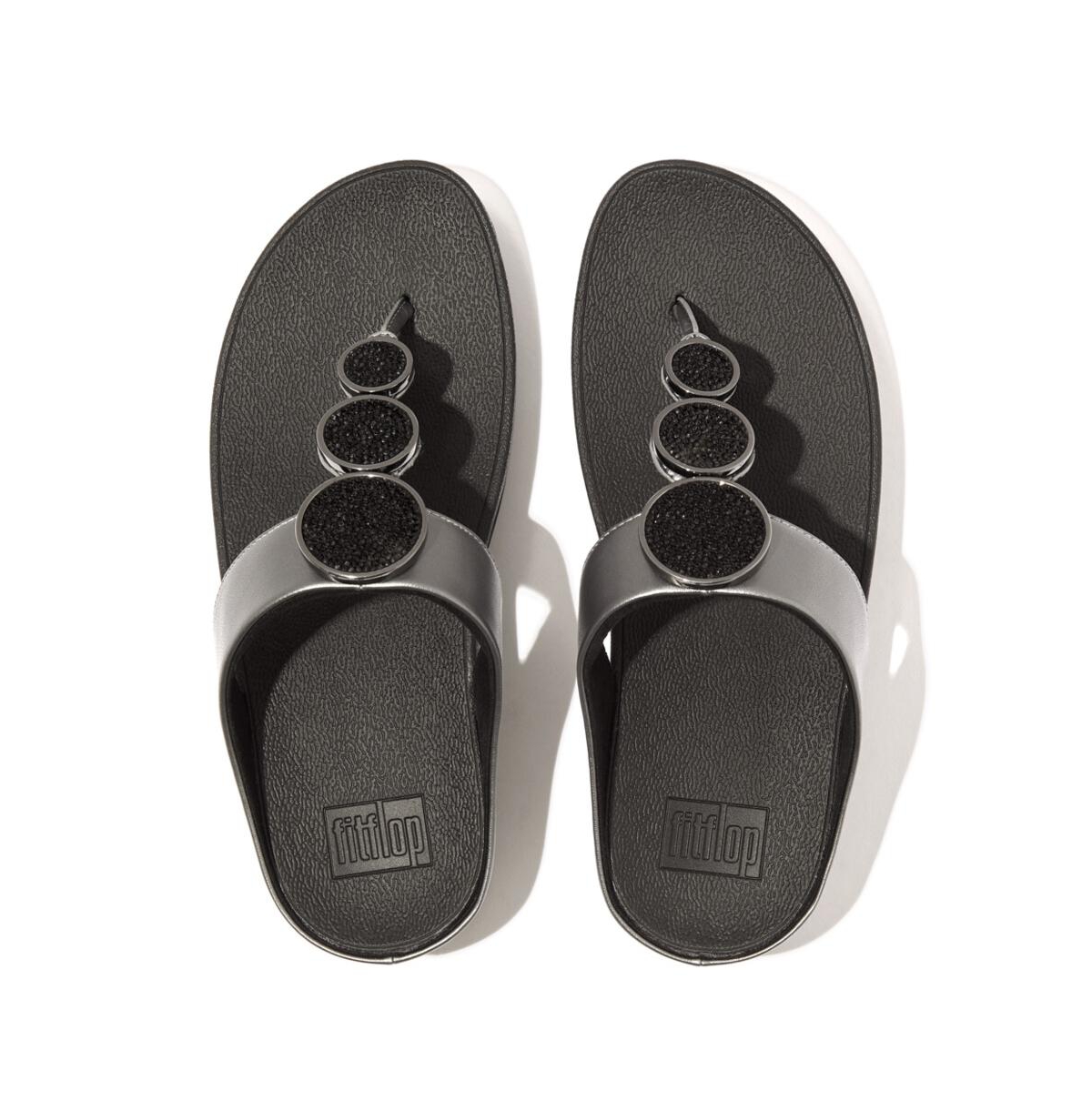 Fitflop Women's Halo Bead-circle Metallic Toe-post Sandals In Black