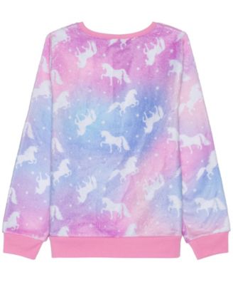 Big Girls Tween Space Unicorn Long Sleeve Plush Pullover Sweater