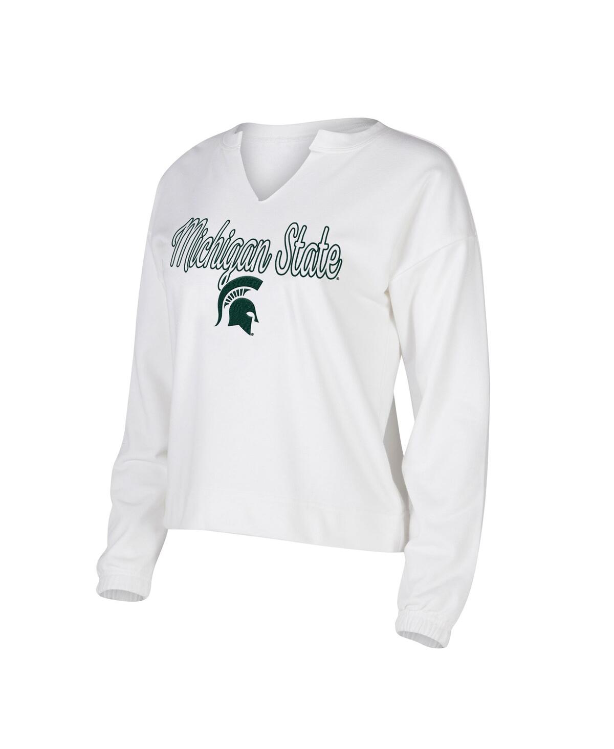 Women's Concepts Sport White Michigan State Spartans SiennaÂ Notch Neck Long Sleeve T-shirt - White