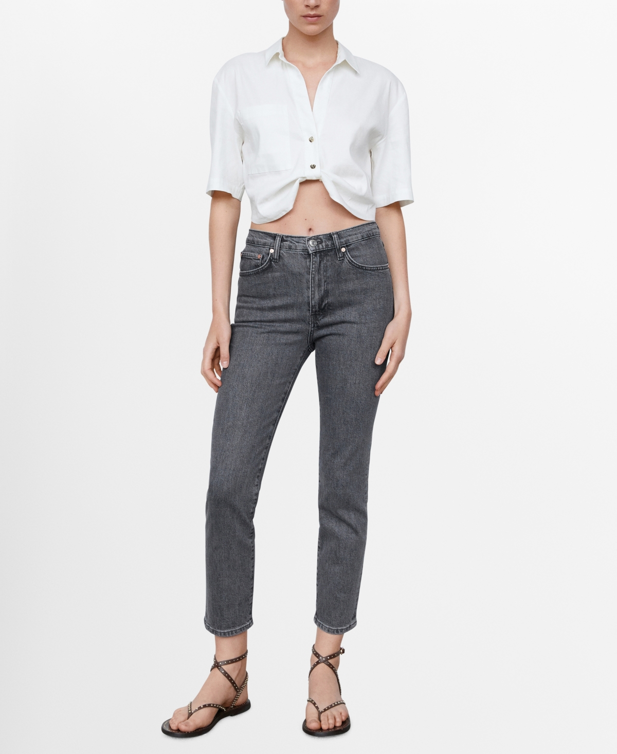 Women's Slim Cropped Jeans - Open Gray