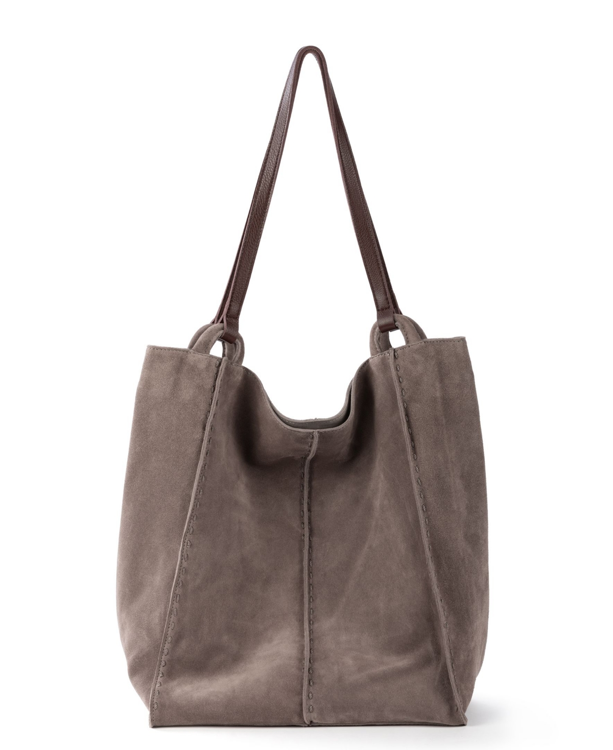 Los Feliz Leather Tall Tote - Sand Suede