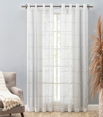 Horizon Stripe Textured Semi-Sheer Grommet Curtain Panel