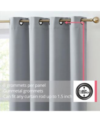 Oxford Room Darkening Curtains for Bedroom, Noise Reduction Thermal Insulated Window Curtain Grommet Panels, Set of 2