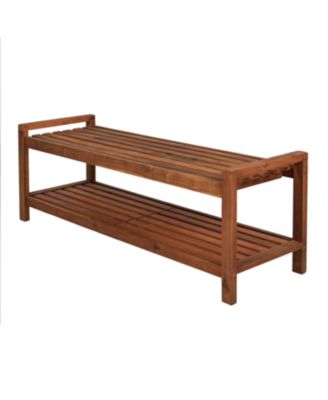 Blane 50.8" 3-Seat Mid-Century Modern 600-Lbs Support Acacia Wood Slat Outdoor Garden Patio Bench