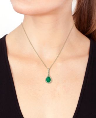EFFY&reg; Emerald (7/8 ct. t.w.) & Diamond (1/8 ct. t.w.) 18" Pendant Necklace in 14k Gold