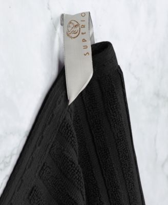 Soho Checkered Border Cotton Ribbed Textured Ultra-Absorbent Towel, 3 Piece Set