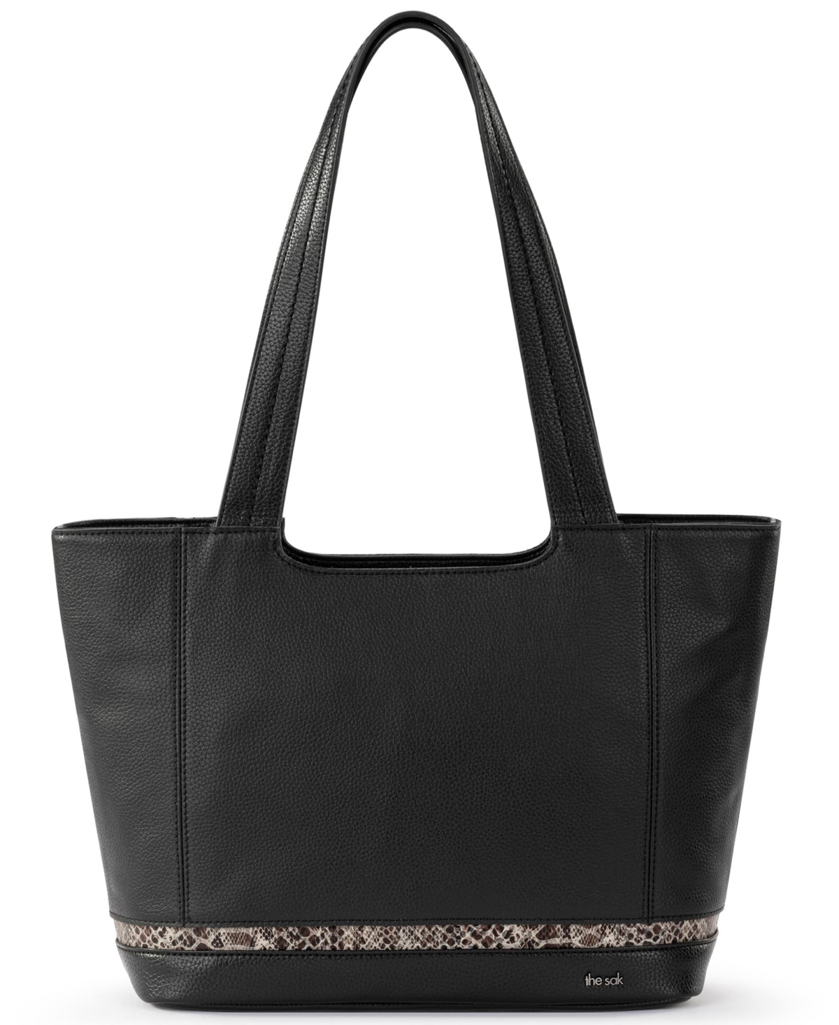 De Young Leather Tote - Black Snake Block