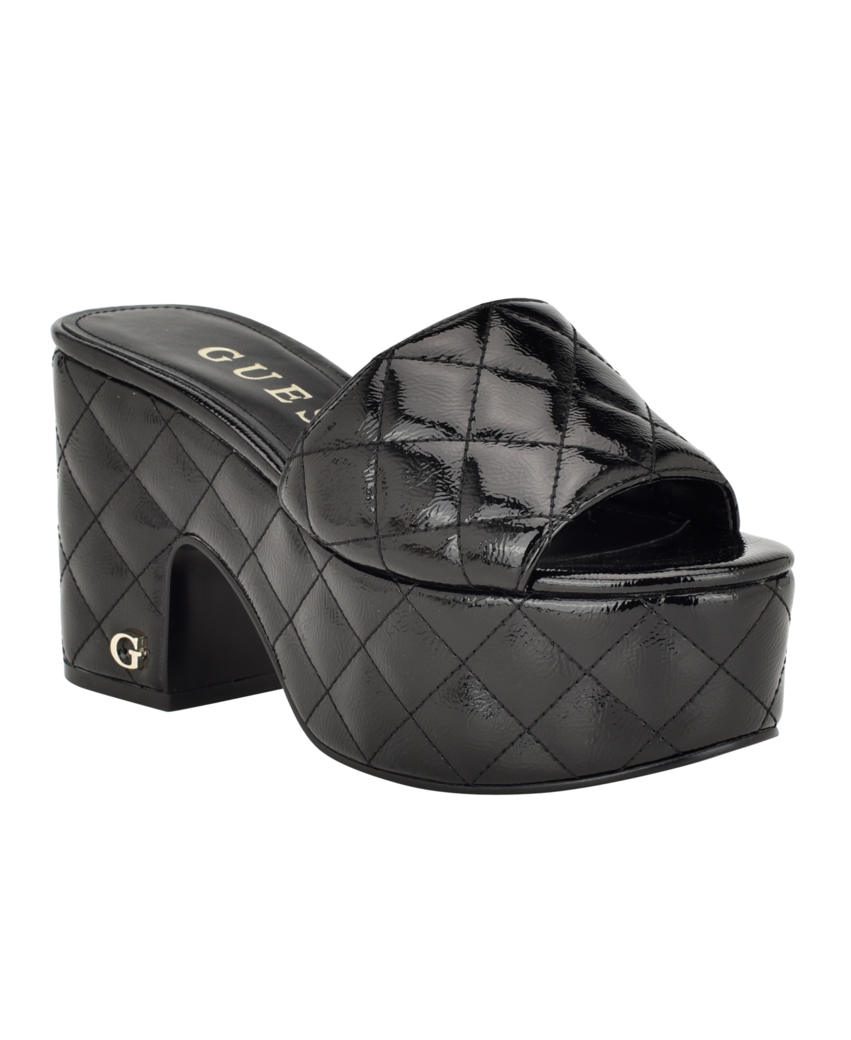 Women's Yanni Quilted Platform Block Heel Sandals - Black- Faux Leather