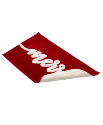 Merry Festive Script Holiday Bath Rug, 20" x 32"