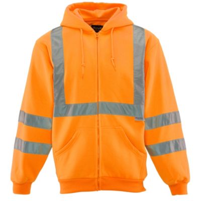 Men's HiVis Hooded Sweatshirt - High-Visibility, Insulated Work Hoodie, Reflective, Warm, Durable, Cold-Weather Safety Gear