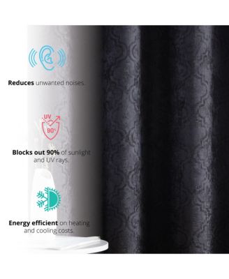 Redmont Lattice Pattern Thick Soft Thermal Insulated Energy Efficient Room Darkening Privacy Blackout Grommet Curtain Panels for Living Room - Set of 2 Panels