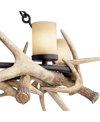 Antler Lodge Black Large Round Chandelier 36 3/4" Wide Natural Country Cottage Rustic LED Woven Deer Horn 6-Light Fixture Dining Room House Island Entryway Bedroom Living Room