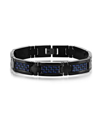Stainless Steel Carbon Fiber Bracelet - Black blue 52$