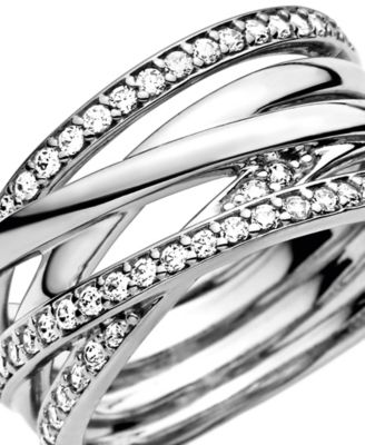 Cubic Zirconia Timeless Sparkling Polished Lines Ring