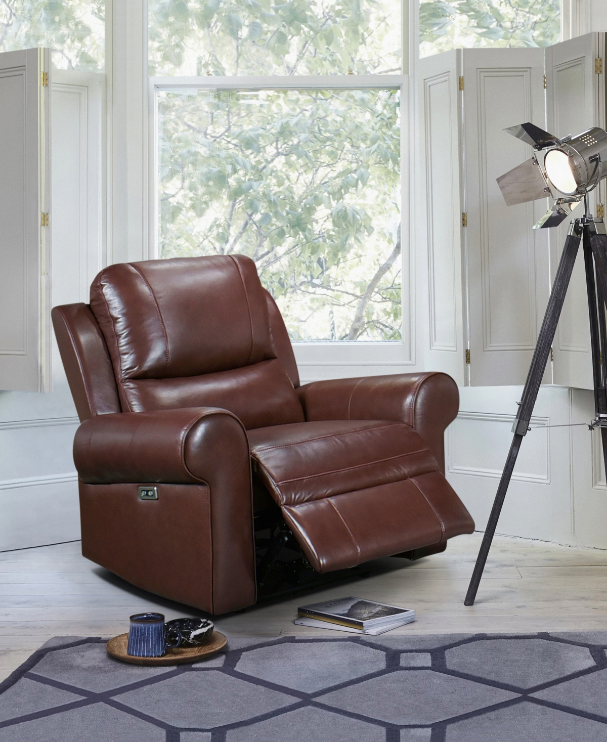 HOMELEGANCE WHITE LABEL FLORENTINA 39" LEATHER MATCH POWER WITH POWER HEADREST RECLINING CHAIR 
