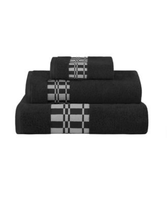 Superior Larissa Geometric Embroidered Jacquard Border Cotton 3-Pc. Bath Towel Set
