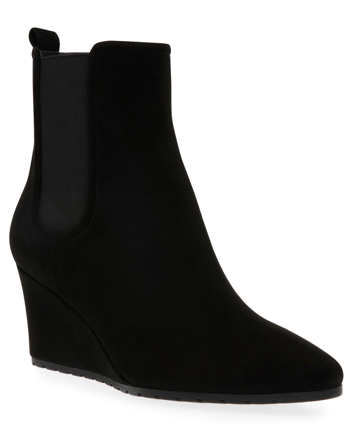 Shop Anne Klein Women's Valore Pointed Toe Wedge Booties In Black Microsuede