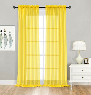 2 Pack Basic Home Rod Pocket Sheer Voile Window Curtains