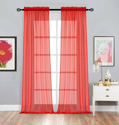 2 Pack Basic Home Rod Pocket Sheer Voile Window Curtains