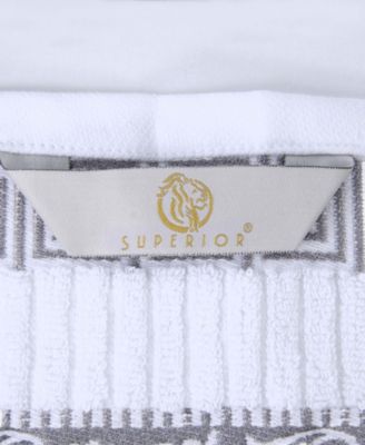 Athens Cotton with Greek Scroll and Floral Pattern, 4 Piece Bath Towel Set