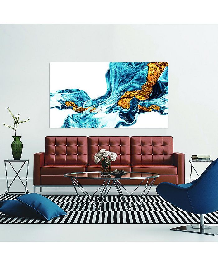 Simplie Fun "Abstract Waterfall with Gold" Acrylic Wall Art (32"H x 48