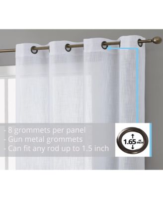 Abbey Faux Linen Textured Semi Sheer Privacy Sun Light Filtering Transparent Window Grommet Long Thick Curtains Drapery Panels for Bedroom & Living Room, 2 Panels