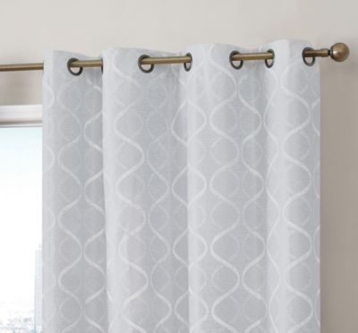 Versailles Lattice Flocked 100% Complete Blackout Thermal Insulated Window Curtain Grommet Panels, Energy Savings & Soundproof, For Living Room & Bedroom - Set of 2