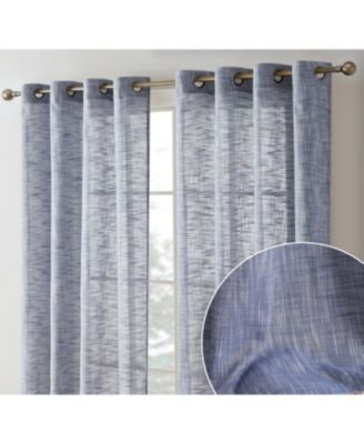 Madison Faux Linen Textured Semi Sheer Privacy Sun Light Filtering Transparent Window Grommet Long Thick Curtains Drapery Panels for Bedroom & Living Room, 2 Panels