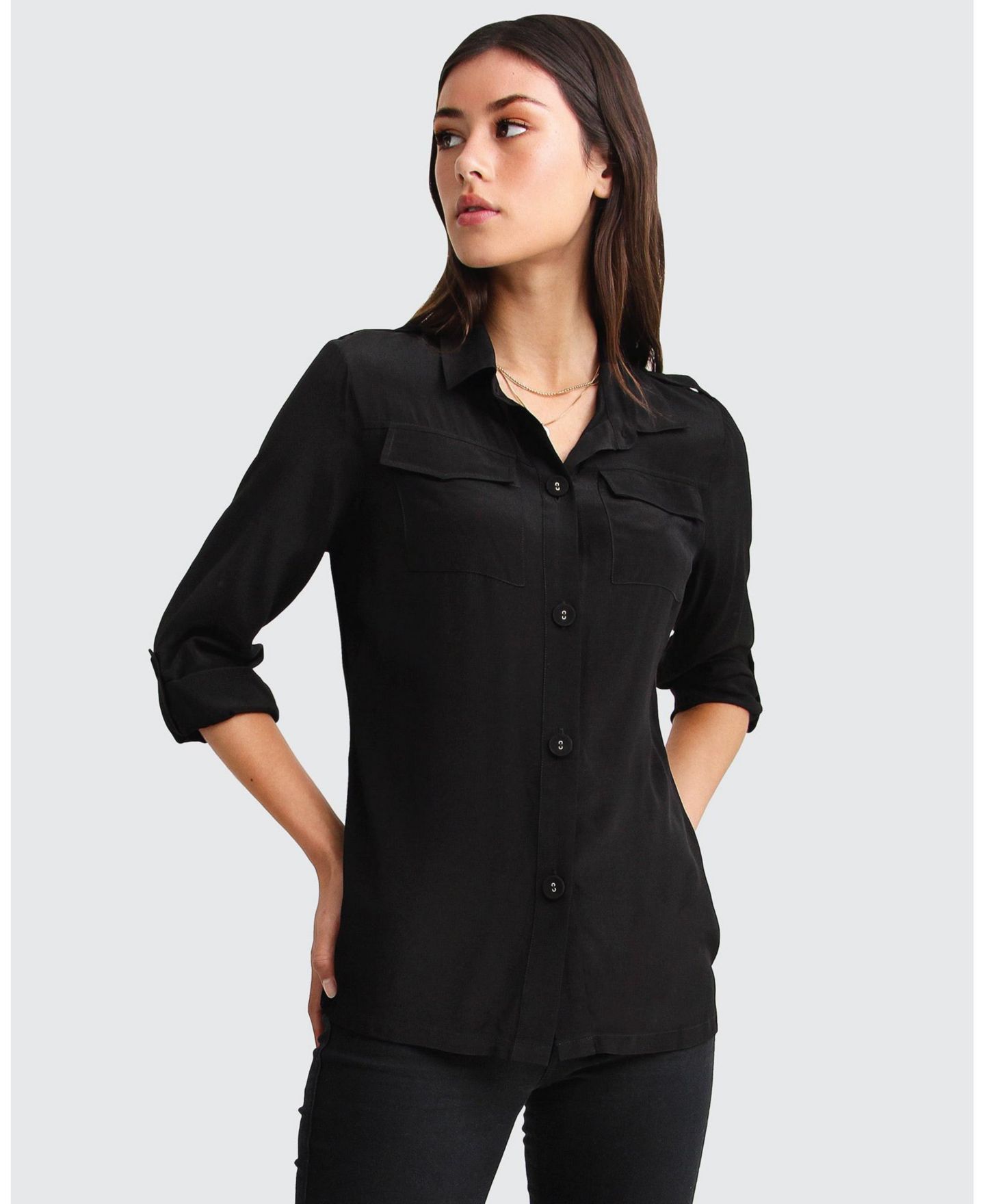 Женская блузка Belle & Bloom Eclipse Rolled Sleeve, цвет: Чёрный — фото 2