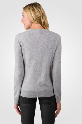 Women's 100% Cashmere Button Front Long Sleeve Crewneck Cardigan Sweater