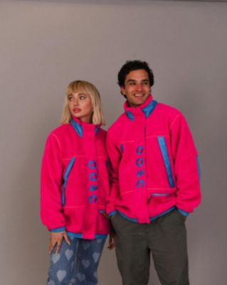 Men's Sherpa Fleece Jacket Pink / Blue