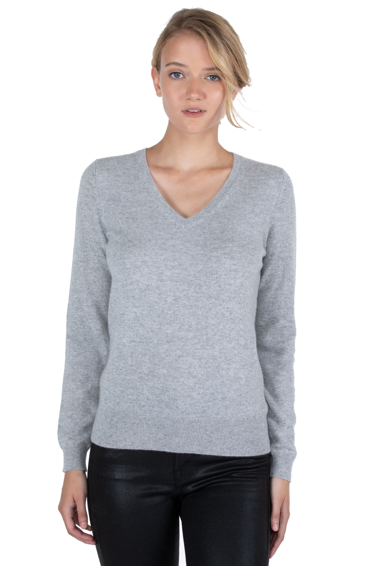 Women's 100% Pure Cashmere Long Sleeve Pullover V Neck Sweater (8160, Lime, Small ) - Orchid