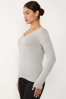 Women's 100% Pure Cashmere Long Sleeve Pullover V Neck Sweater