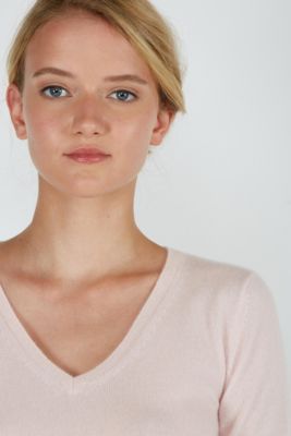 Women's 100% Pure Cashmere Long Sleeve Pullover V Neck Sweater