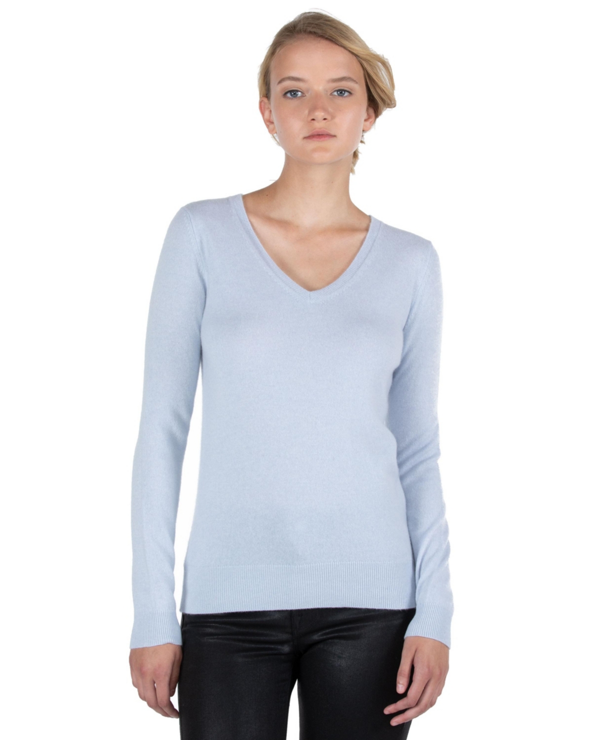 Women's 100% Pure Cashmere Long Sleeve Pullover V Neck Sweater - Toffee