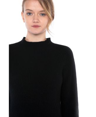 Women's 100% Pure Cashmere Long Sleeve Chunky Rib Funnel Neck Sweater