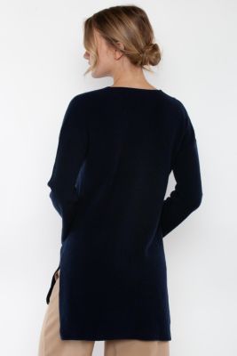 Women's 100% Pure Cashmere Long Sleeve Ribbed Tunic Sweater