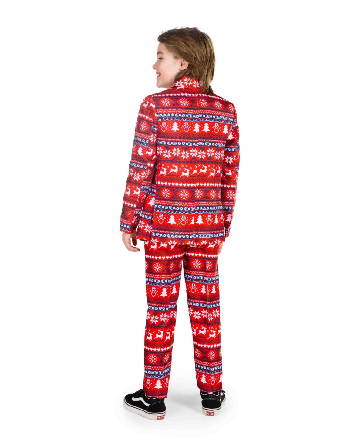 Shop Suitmeister Little And Big Boys Christmas Nordic Pixel Red, 3 Piece Set In Medium Red