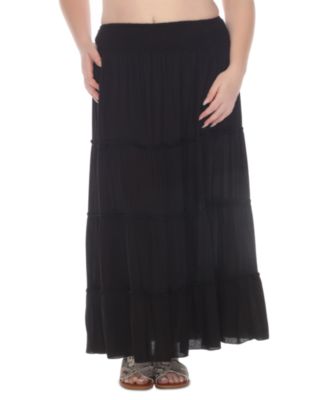 Raviya - Plus Size Smocked-Waist Tiered Maxi Skirt