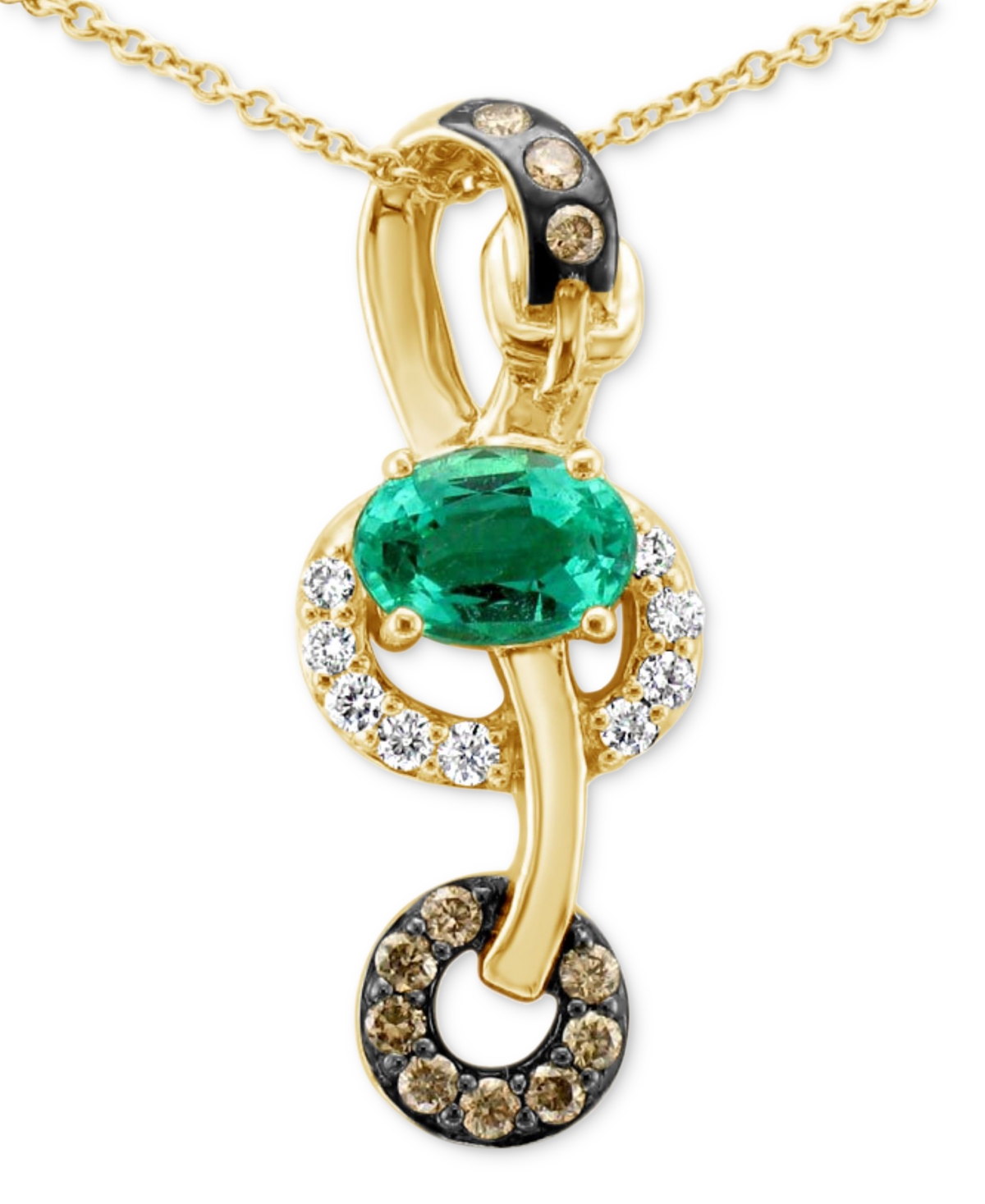 Le Vian Chocolatier Costa Smeralda Emeralds (5/8 Ct. T.w.) & Diamond (1/4 Ct. T.w.) Looped Abstract Pendant In K Honey Gold Pendant