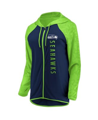 Women's College Navy Seattle Seahawks Forever Fan Logo Full-Zip Hoodie