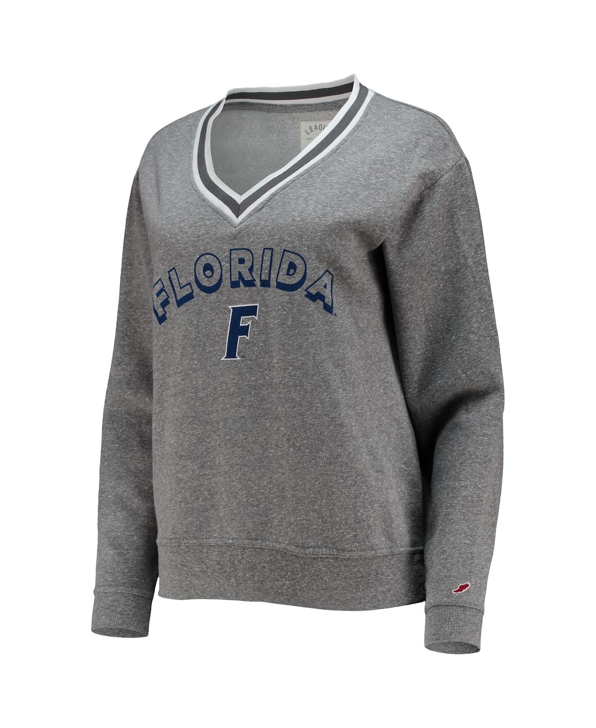 League Collegiate Wear Heathered Gray Florida Gators Victory Springs Tri-blend V-neck Pullover Sweat In Heathered Gray