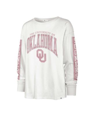 Women's White Distressed Oklahoma Sooners Statement SOA 3-Hit Long Sleeve T-shirt